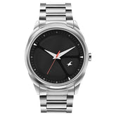 Fastrack Men's Watch Black Dial with Silver Stainless Steel Band, 3273SM02