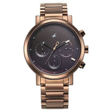 Fastrack Men's Watch Black Dial with Brown Stainless Steel Band, 3287KM07