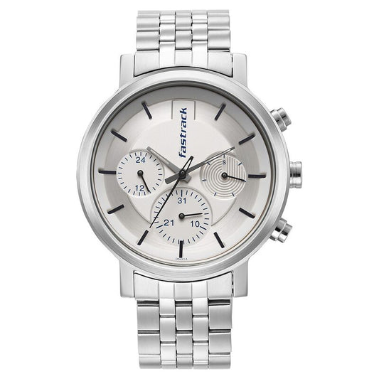 Fastrack, Men's, Analog Watch, Silver Dial, with Stainless Steel Band, FA-3287SM01