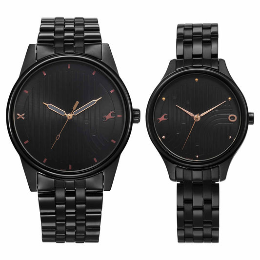 Fastrack, Unisex, Analog Watch, Black Dial, with Stainless Steel Band, FA-3305NM02P