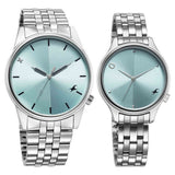 Fastrack Couple Watch Analog Blue Dial with Silver Stainless Steel Band, 3305SM02P