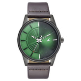 Fastrack Stunners Men's Watch Analog Green Dial Brown Leather Strap, 3305NL01