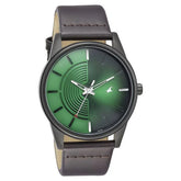 Fastrack Stunners Men's Watch Analog Green Dial Brown Leather Strap, 3305NL01