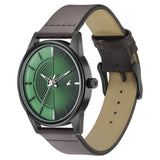 Fastrack Stunners Men's Watch Analog Green Dial Brown Leather Strap, 3305NL01