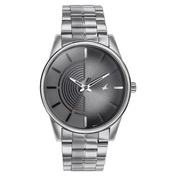 Fastrack Stunners Men's Watch Analog Grey Dial with Silver Stainless Steel Band, 3305SM02
