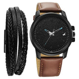 Fastrack Pulse Men's Watch Analog Black Dial with Brown Leather Strap, 3314NL01