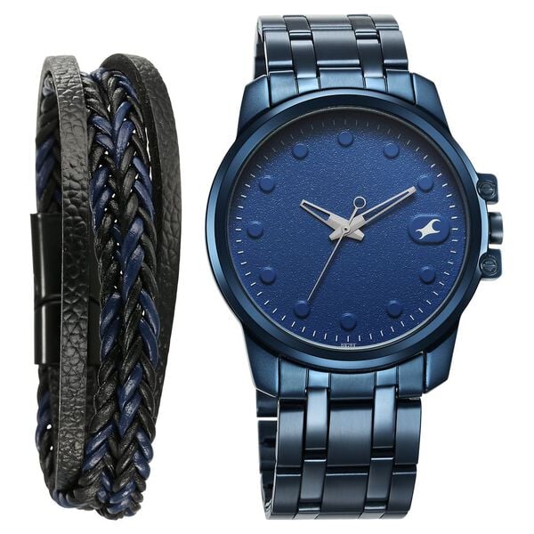 Fastrack Pulse Men's Watch Analog Blue Dial with Blue Stainless Steel Band, 3314QM01