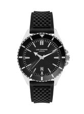 Lee Cooper Men's Date Analog Watch with Black Dial and Black Silicone Band, LC07361.351