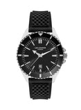 Lee Cooper Men's Date Analog Watch with Black Dial and Black Silicone Band, LC07361.351