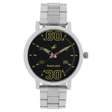 Fastrack, Men's Watch Analog, Black Dial Silver Stainless Steel Strap, 38052SM02