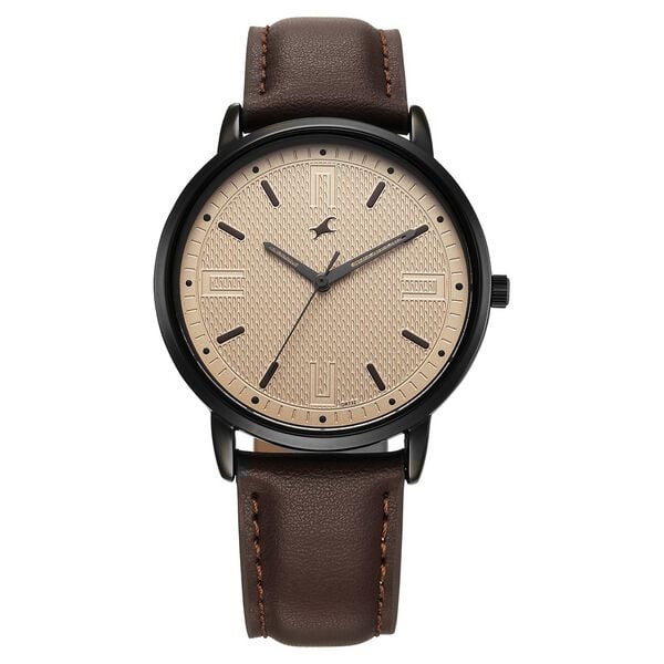 Fastrack Stunners Quartz Analog Men's Watch with Brown Dial and Brown Leather Strap,38159NL02