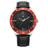 Fastrack Stunners Quartz Analog Men's Watch with Black dial and black leather strap, 38160SL01