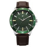 Fastrack Stunners Quartz Analog Men's Watch With Green Dial and Brown Leather strap, 38160SL02