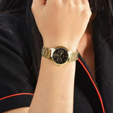 Casio Women's Watch Analog, Black Dial Gold Stainless Steel Strap, LTP-V300G-1AUDF
