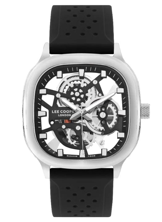 Lee Cooper men analog watch, black dial with black silicone strap, model LE-LC07973.351, Bahrain