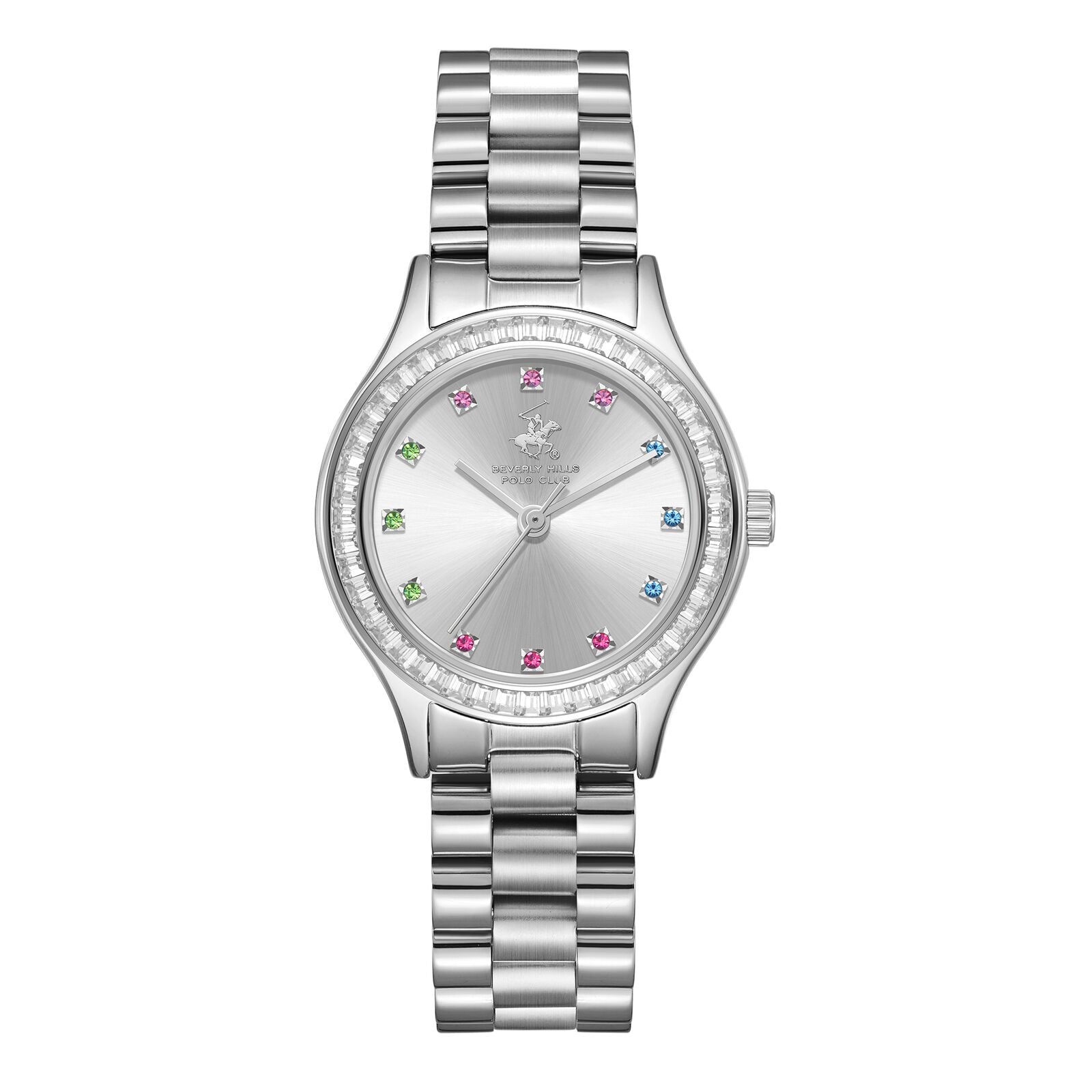 Beverly Hills Polo Club Women's Watch Analog Silver Dial Silver Stainless Steel Band, BP3639C.330