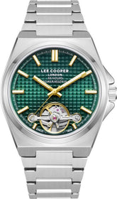 Lee Cooper Men's Automatic Watch Green Dial with Silver Metal Band,LC08229.370