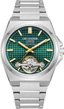 Lee Cooper Men's Automatic Watch Green Dial with Silver Metal Band,LC08229.370