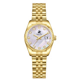 Beverly Hills Polo Club Women's Watch Analog Mother of Pearl Dial with Silver Gold Stainless Steel Band, BP3707X.120