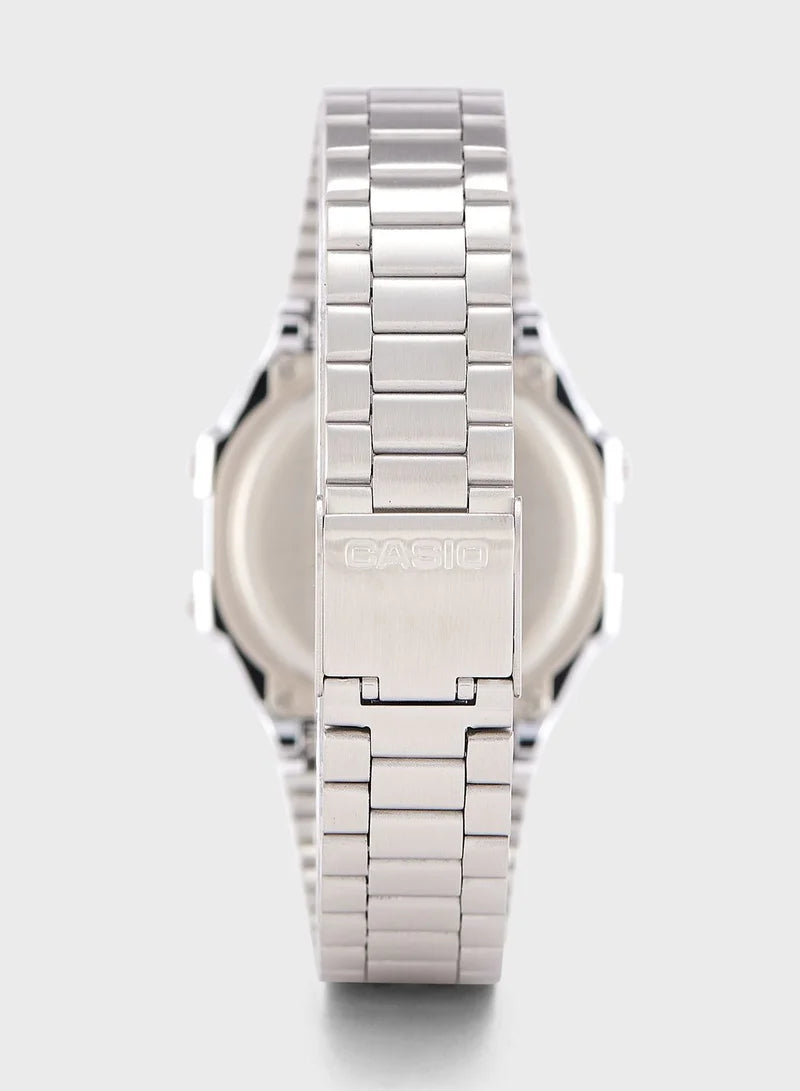 Casio Men's Watch Vintage Collection Digital, Grey Dial Silver Stainless Steel Strap, A168WA-1WDF product image