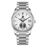 Beverly Hills Polo Club Men's Watch Analog White Dial with Silver Stainless Steel Band, BP3772X.330