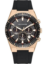 Lee Cooper Men's Multifunction Watch with Dark Brown Dial and Black Silicone Band, LC08088.451