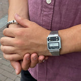Casio Unisex Watch Vintage Collection Digital Display , Grey Stainless Steel Strap, A100WE-7BDF