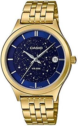 Casio, Women’s Watch Analog, Blue Dial Gold Stainless Steel Band, LTP-E141G-2AVDF