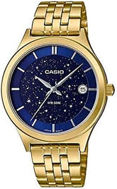 Casio, Women’s Watch Analog, Blue Dial Gold Stainless Steel Band, LTP-E141G-2AVDF