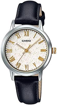 Casio, Unisex Watch Analog, White Dial Black Leather Band, LTP-TW100L-7A1V