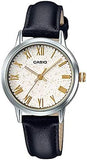 Casio, Unisex Watch Analog, White Dial Black Leather Band, LTP-TW100L-7A1V