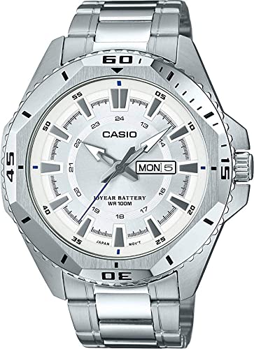 Casio, Men’s Watch Analog, Silver Dial Silver Stainless Steel Band, MTD-1085-7AVDF