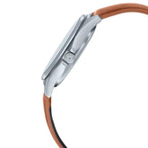 Casio, Men's Watch Analog-Digital, White Dial Brown Leather Band, MTP-VC01L-7EUDF