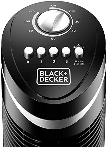 Black+Decker 3 Speed Tower Fan with Timer and Oscillation, 50W Black, TF50-B5 Fan BL-TF50