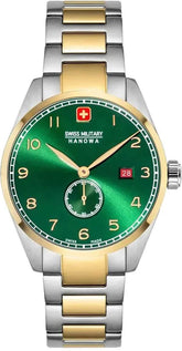 Swiss Military Hanowa Men's Analog Watch Green Dial with Two-Tone Stainless Steel Bracelet, SMWGH0000760