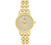 Titan Women's Watch Champagne Dial Gold Stainless Steel Strap Watch, 2593YM01