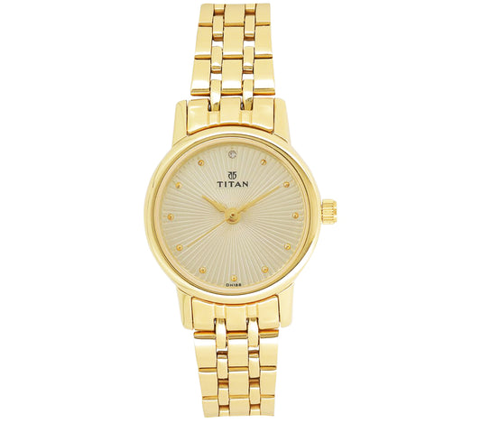 Titan, Women, Analog, Watch, Champagne Dial, Stainless steel Strap, 2593YM01
