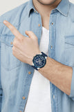 Quantum Men's Chronograph Watch Analog Blue Dial with Blue Silicone Band, HNG1051.399