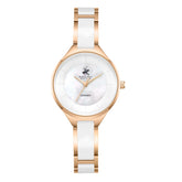 Beverly Hills Polo Club Women's Watch Analog Ceramic Dial with Rose Gold/Ceramic Stainless Steel Band, BP3706C.420