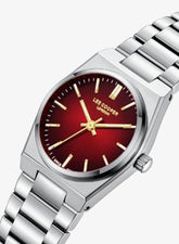 Lee Cooper Women's Analog Watch with Red To Black Dial and Stainless Steel Band, LC08362.380