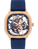 Lee Cooper Men's  Analog Watch Dark Blue Dial With Blue Silicone Strap,LC07973.499