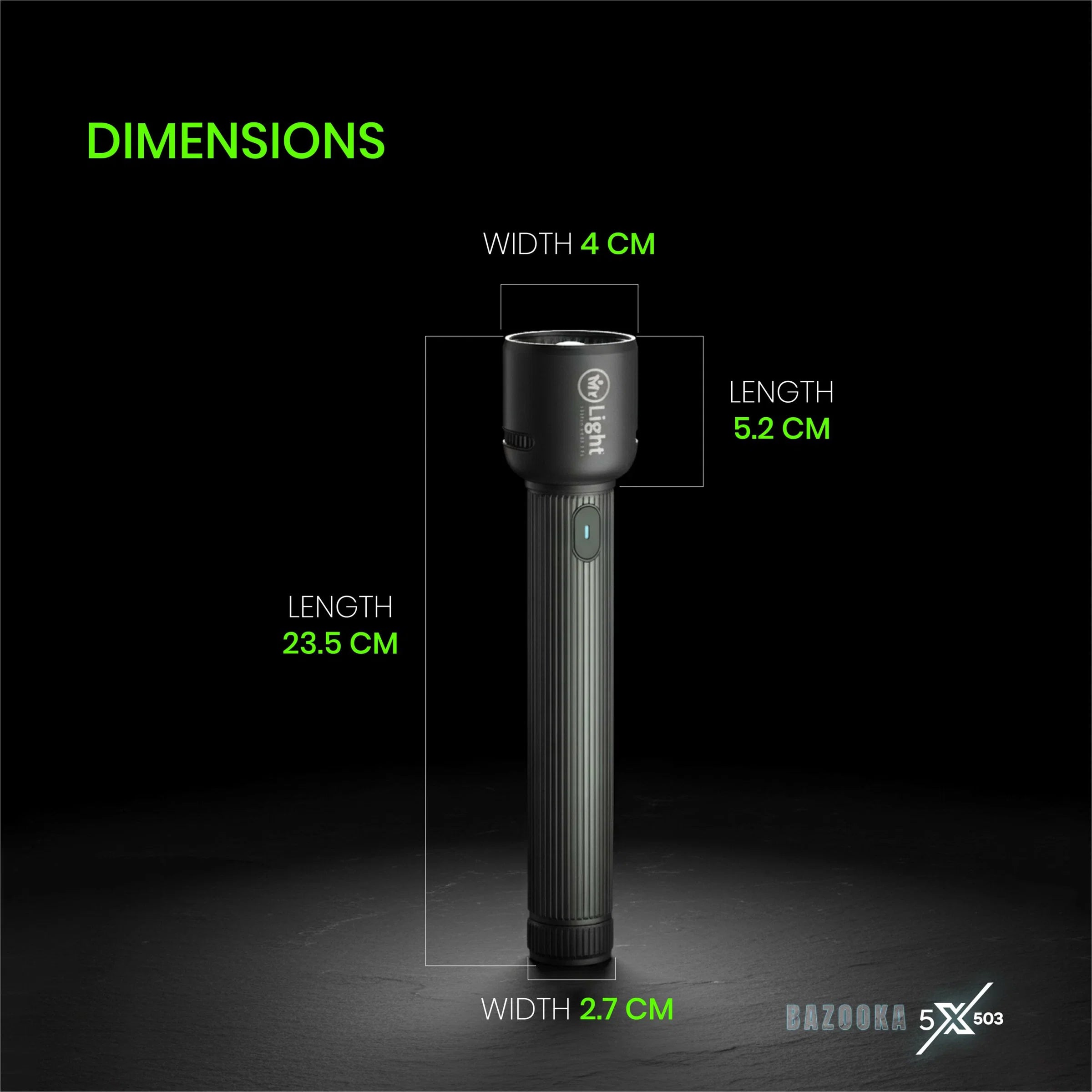 Mr.Light Bazooka Rechargeable Flashlight, BAZOOKA5XGD503 Mr.Light Flashlight BAZOOKA5XGD503
