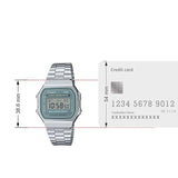 Casio Men's Watch Vintage Collection Digital, Blue Dial With Silver Stainless Steel Strap, A168WA-3AYDF