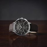 Titan Light Leathers Men's Multifunction Watch Anthracite Dial with Grey Leather Strap, 90200SL02