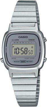 Casio Women's Watch Digital, Grey Dial Silver Stainless Steel Strap, LA670WA-7DF