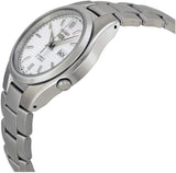 Seiko 21 Jewels Men's Automatic Watch Analog White Dial with Silver Stainless Steel Band, SNK601K