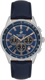 Beverly Hills Polo Club Men's Watch, Analog, Blue Dial, Black Leather Strap, BP3550X.399