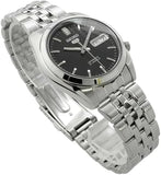 Seiko 21 Jewels Men's Automatic Watch Analog Black Dial with Silver Stainless Steel Band, SNK361K