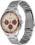 Casio Men's Watch Analog Beige Dial with Silver Stainless Steel Band, MTP-1374D-5A2VDF