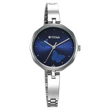 Titan Karishma Analog Blue Dial With Silver Stainless Steel Band, 2702SM02